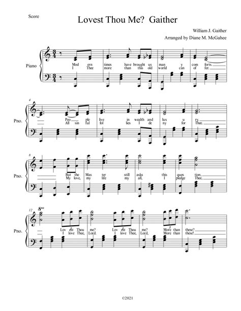 Browse our 1 arrangement of "Lovest Thou Me. . Lovest thou me lyrics and chords